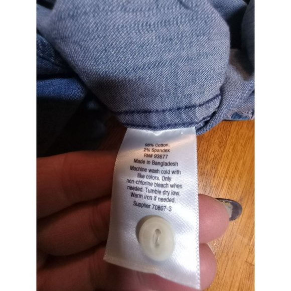 NWT Mutual Weave light weight blue short sleeve full button down collared shirt - Picture 4 of 7